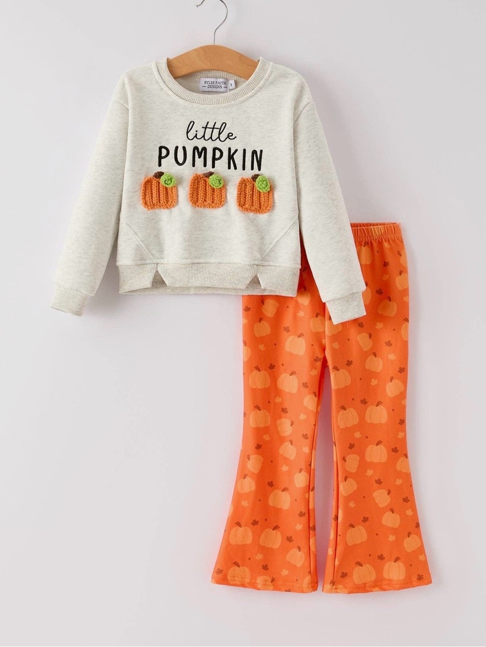 Rylee Faith Thanksgiving Little Pumpkin Embroidered Chenille Patches Girls Set
